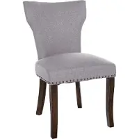CLP Silla de comedor Zadar I, fabricada en madera con tapicería de tela, color: gris, color del marco: antiguo oscuro