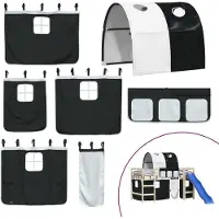 Syfax Cortinas para camas altas con túnel poliéster blanco y negro