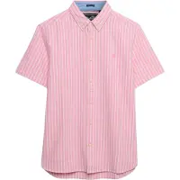 Superdry para hombre. M4011101A Camisa Oxford Preppy de manga corta a rayas coral (XL), Casual, Algodón, outlet 2026.