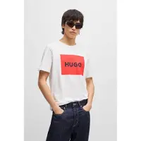 HUGO para hombre. 50467952 Camiseta Dulive blanco (L), Casual, Algodón, Manga corta, Sostenible, outlet 2026.