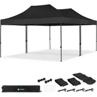 Vonroc Carpa para fiestas – 6 × 4,5 m – Carpa Premium Easy‑Up | Set con 2 carpas y kit de conexión – Negro