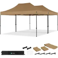 Vonroc Carpa para fiestas – 6 × 4,5 m – Carpa Premium Easy‑Up | Set con 2 carpas y 1 kit de conexión – Beige