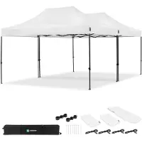 Vonroc Carpa para fiestas – 6 × 4,5 m – Carpa Premium Easy‑Up | Set con 2 carpas y kit de conexión – Blanco