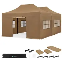 Vonroc Carpa para fiestas – 6 × 4,5 m – Carpa Premium Easy‑Up | Set con 2 carpas, paredes laterales y kit de conexión – Beige