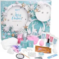 Ed Brubaker Calendario de Adviento Beauty 2025 XXL para mujeres y niñas, con 24 productos de cuidado corporal y spa, color azul menta. Ideas de regalo para el calendario de Navidad