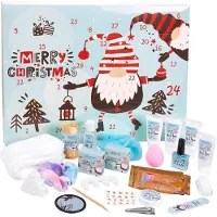 Ed Brubaker Calendario de Adviento de cosméticos 2025 para mujeres y niñas, con 24 productos de cuidado corporal y accesorios de spa, diseño de duendes navideños, regalo de gran tamaño