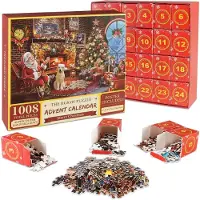 CE&CE Calendario de adviento navideño en forma de puzzle, 1008 piezas, para 24 días