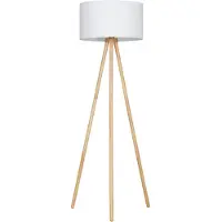 Briloner Lámpara de pie de tela, diámetro 45,5 cm, 1 foco, excluye bombilla, casquillo E27, 60W, color blanco