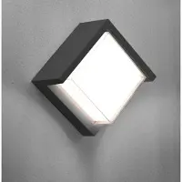 CENTURY PURA LED - Lámpara de pared exterior, diseño cúbico, color gris, 10W, 4000K, IP65