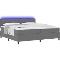 Syfax Cama Box Spring LED Gris claro y . 200 x 200 cm Tela de Pana
