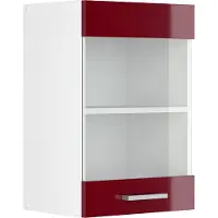 Vicco Armario de cocina con vidrio R-Line Rojo de alto brillo 40 cm, Model 30485
