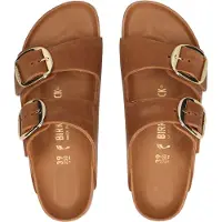 Birkenstock para mujer. 1011073 Sandalias de Piel Arizona Big Buckle Leoi (Ajuste Estrecho) marrón (40), Plano, Ninguno, Casual,