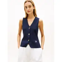 Tommy Hilfiger para mujer. WW0WW49707 Chaleco de punto Premium marino (XS), Casual, Algodón, outlet 2026.