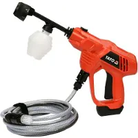 YATO Limpiador a presión inalámbrico, pistola de pulverización, manguera, para uso en jardines y lavado de coches, 18V, 23 bares