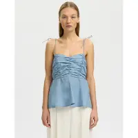 Selected Algodón Top De Tirantes Espagueti Mujeres Azul 40