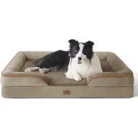 OEM Cama para perros con diseño ergonómico, de 89 x 63 cm, con cojín rascador ovalado para perros de tamaño mediano, lavable, antideslizante, color marrón similar a la madera de nogal
