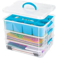 OEM Caja de almacenamiento apilable, de 3 niveles, transparente, 35x26,5x28 cm