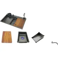 OEM Fregadero de acero inoxidable para cocina, de 75x46 cm, con grifo. Modelo: 75x46 cm A