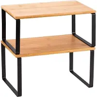 Famanu Juego de 2 organizadores de cocina, expandibles y apilables, incluye un organizador para hierbas y una estantería para la cocina, en color y color natural