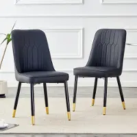 Great han Juego de 2 sillas de comedor, color , diseño moderno, tapizadas en cuero sintético (PU) con acolchado en el respaldo, patas de metal . Sillas cómodas, ideales para comedor, cocina y dormitorio