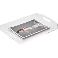 OEM Plato rectangular de acrílico, transparente, de 38x28 cm, con asas integradas