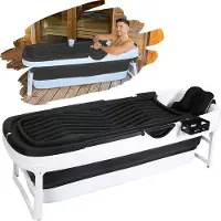Markenlos Bañera plegable de 158x62x52 cm, color negro, para adultos