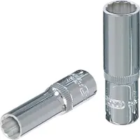 Ks Tools Llave de vaso de 12 caras, cromada, de 3/8", larga, de 13/16"