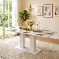 Flieks Mesa extensible para comedor, ideal para 6-8 personas, forma rectangular, dimensiones 140-180x70x75 cm, tablero reforzado, color blanco
