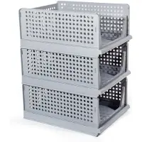 OEM Organizador para armario, juego de 3 piezas, cajas, sistema de organización para armarios, set de organización plegable de color gris