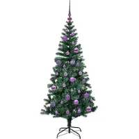 vidaXL Árbol de Navidad artificial con luces LED integradas, color verde, 150 cm
