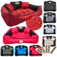 AIO Factory Cama para perro KINGDOG, 75x65 cm, personalizable, impermeable, color rojo