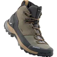 Salewa - Zapatillas de senderismo Hombre - Puez Leather Mid Ptx M Bungee Cord/Onyx de Cuero - Talla 45 - Caqui