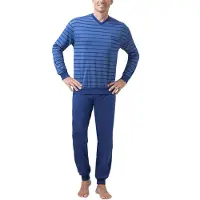 Hajo Pijama largo azul / azul oscuro