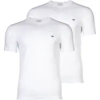 Emporio Armani para hombre. EM000392_AF14132 Set 2 camisetas de estar por casa de punto elástico con cuello de pico blanco (XXL), Homewear,