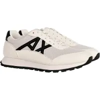 Armani Exchange para hombre. XM001960AF19388M0017 Zapatillas con Logo en Contraste blanco roto (45), Plano, Cordones, Casual, A|X Armani