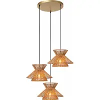 Lucide Lámpara colgante boho triple con acabado dorado TASMAN 3xE27 60W de