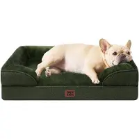 OEM Cama ortopédica para perros, 76x51x15 cm, tamaño mediano, impermeable, antideslizante, con borde elevado, color verde oscuro