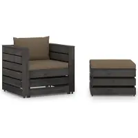 Prolenta Maison Exclusive: Juego de lounge para jardín de 2 piezas con cojines, color gris. Madera tratada