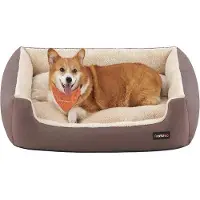 OEM Cama reversible para perros con cojín suave, color marrón, 85x65 cm