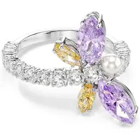 Swarovski Anillo amarillo / lila / plata / transparente
