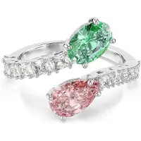 Swarovski Anillo verde / rosa / plata