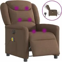 Syfax Sillón reclinable de masaje eléctrico tela marrón