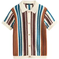 Next Cárdigan azul / marrón / naranja oscuro / blanco lana
