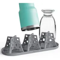 OEM Juego de 3 sujetavasos de silicona, color gris oscuro, con base de apoyo