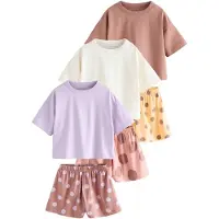 Next Pijama marrón castaño / amarillo oscuro / lavanda / blanco
