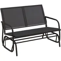 vidaXL Banco de jardín con columpio, color negro, 120,5 x 76 x 86,5 cm, estructura de acero y asiento de tela