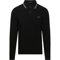 Fred perry para hombre. M3636 Polo Twin Tipped de manga larga negro (S), Casual, Algodón, outlet 2026.