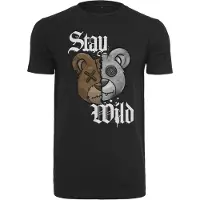 Mister tee Camiseta 'Stay Wild' marrón / gris / negro / blanco