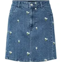 Pieces Falda Corta De Cintura Alta Flora Denim Emb