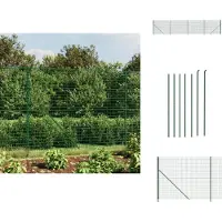 vidaXL Valla de malla metálica con base anclada, color verde, 1,6 x 10 metros - Paneles de valla